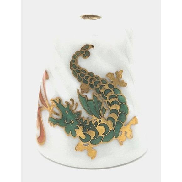 Dragon Scherzer Porcelain Thimble Gold Gilt West Germany Collectible Vintage - Picture 3 of 17